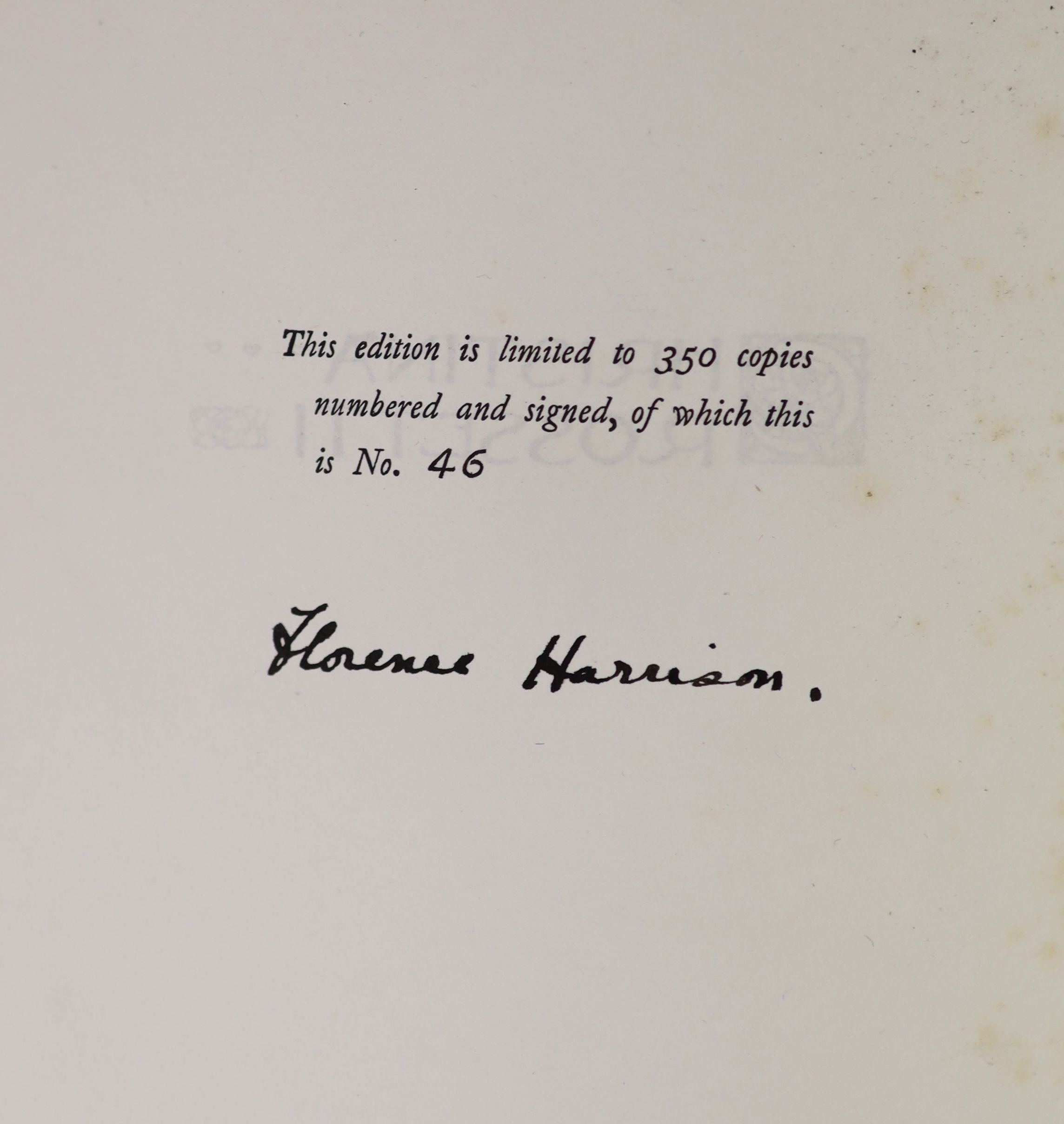 Rossetti, Christina Georgina - Poems, one of 350, illustrated and signed by Florence Harrison, introduction by Alice Meynell, 4to, original vellum gilt, with 35 (of36) tipped-in colour plates and 34 black and white plate